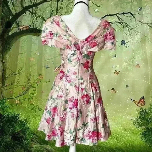 Vintage ILGWU USA Positively Ellyn Pink Floral Coquette Dress Size 9-10 - Picture 8 of 11